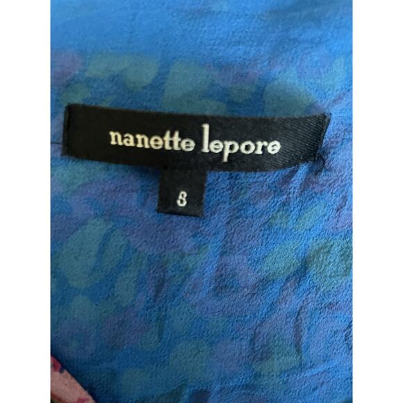 Nanette Lepore Silk Blouse Womens Size 8 Floral Dainty Ruffle Peasant Romantic - Picture 6 of 11